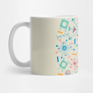 ATOMIC Mid-Century Modern Jet Age Retro Scattered Abstract in Turquoise Blue Red Pink Yellow on Cream - UnBlink Studio by Jackie Tahara Mug